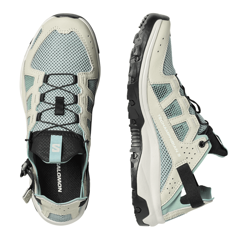 Load image into Gallery viewer, Pair of Salomon hiking shoes on a white background
