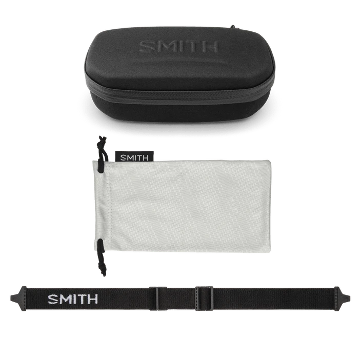 Load image into Gallery viewer, Smith brand eyewear case, cleaning cloth, and strap on a white background
