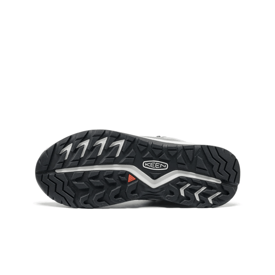 Black and gray shoe sole with Keen logo on a white background