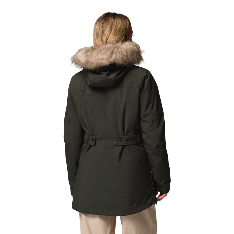 Load image into Gallery viewer, Person wearing a black parka with fur hood on a white background
