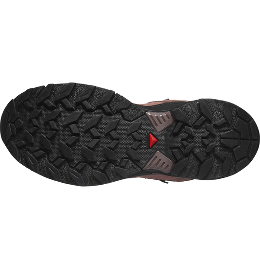 Close-up of a shoe sole with tread pattern on a white background