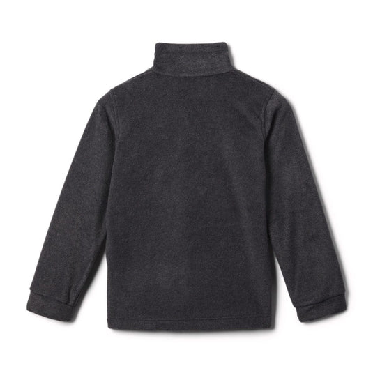 Dark gray fleece jacket on a white background