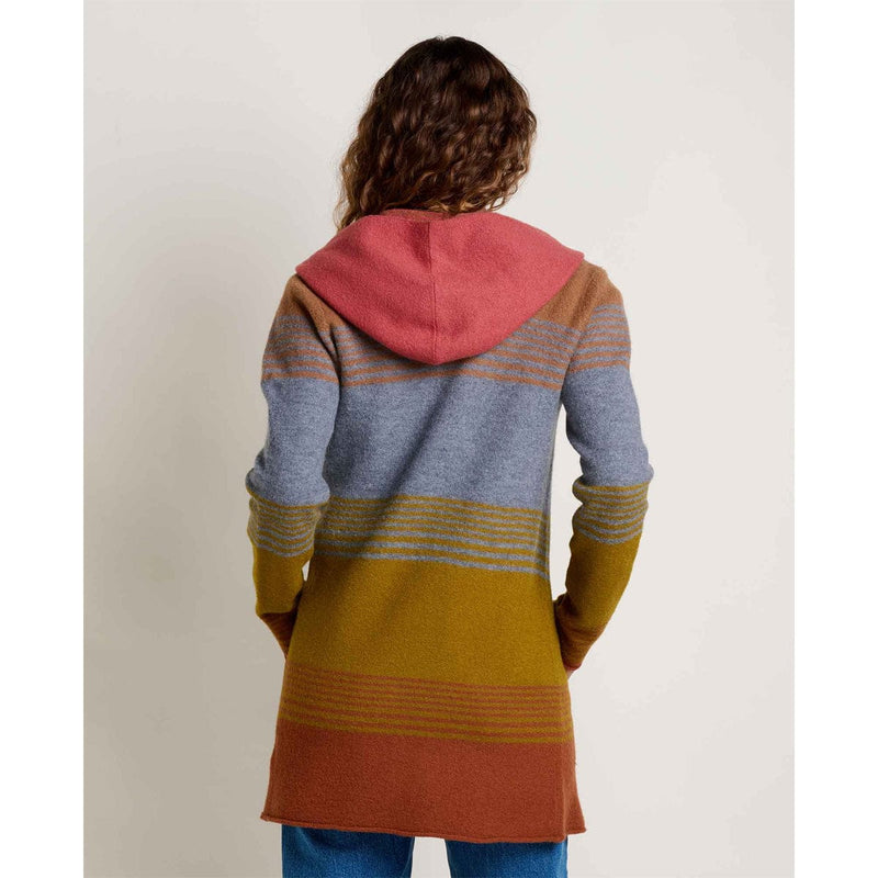 Load image into Gallery viewer, Person wearing a colorful striped hoodie with a plain background
