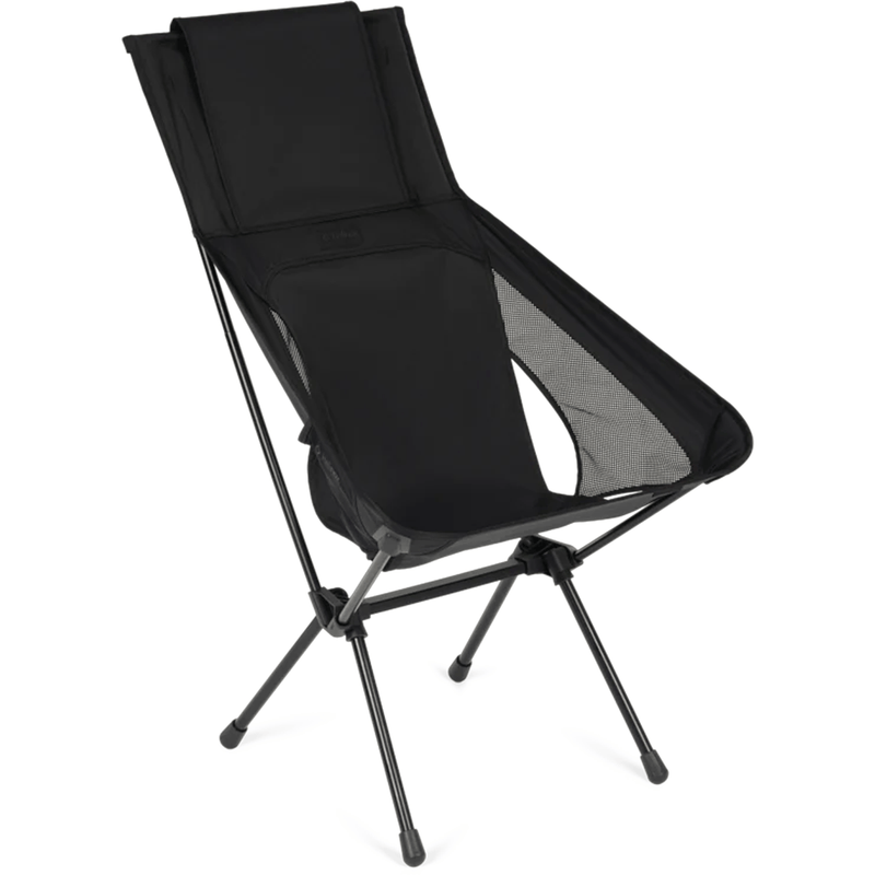Load image into Gallery viewer, Black camping chair with mesh back on a white background
