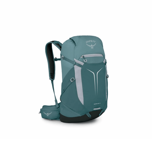Teal Osprey backpack on a white background