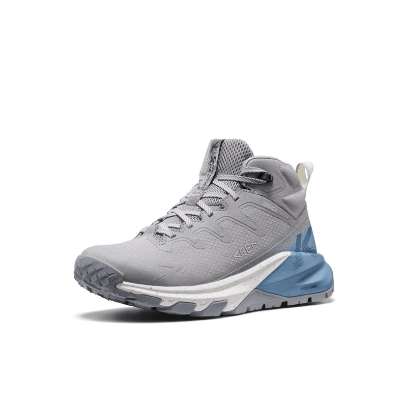 Load image into Gallery viewer, Gray and blue athletic shoe on a white background
