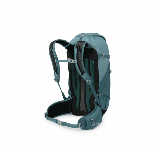 Teal backpack on a white background