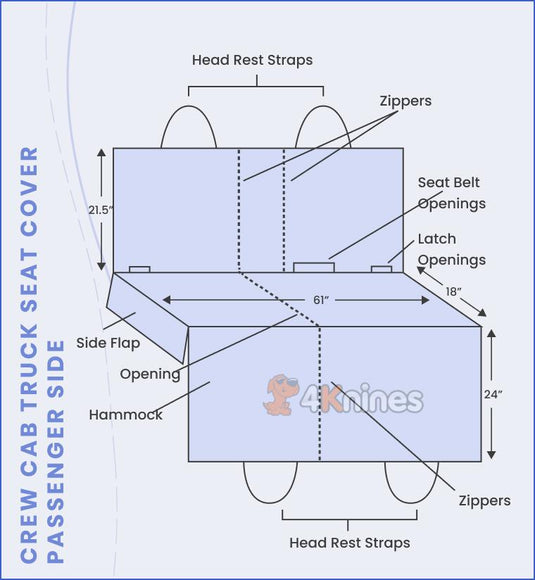 Multi-Function Crew Cab Truck Seat Cover with Hammock by 4Knines®