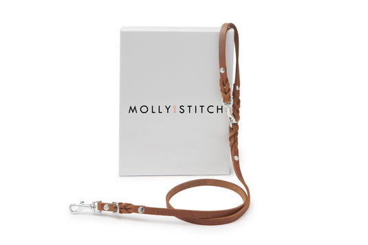 Butter Leather 2x Adjustable Dog Leash - Sahara Cognac by Molly And Stitch US