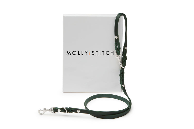 Load image into Gallery viewer, Butter Leather 2x Adjustable Dog Leash - Forest Green by Molly And Stitch US
