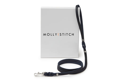 Butter Leather City Dog Leash - Navy Blue by Molly And Stitch US