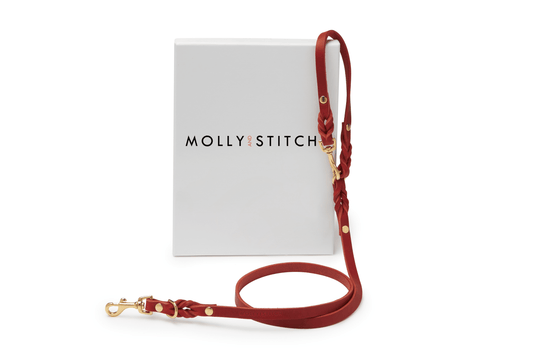 Butter Leather 2x Adjustable Dog Leash - Chili Red by Molly And Stitch US
