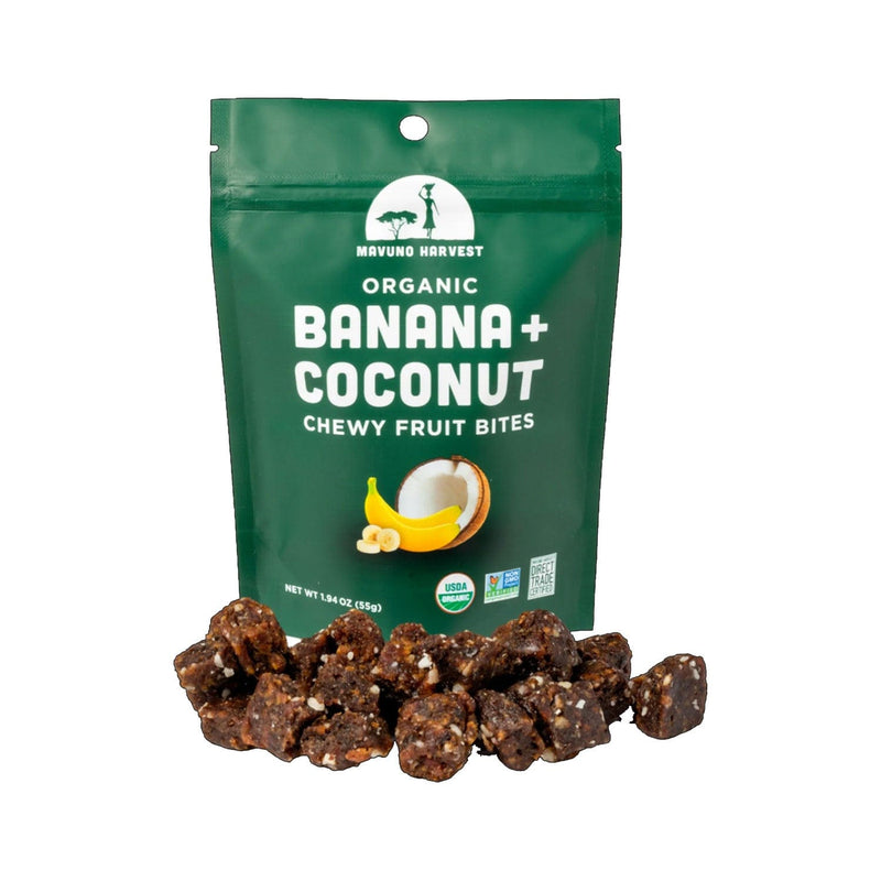 Load image into Gallery viewer, Mavuno Harvest Organic Banana Coconut Chewy Fruit Bites
