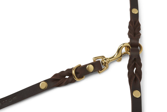 Butter Leather 2x Adjustable Dog Leash - Classic Brown by Molly And Stitch US