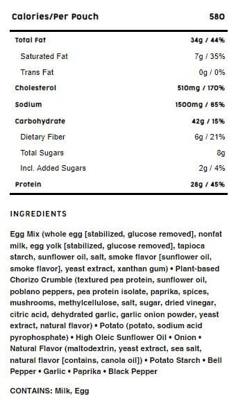 Mountain House Veggie Chorizo Breakfast Scramble New