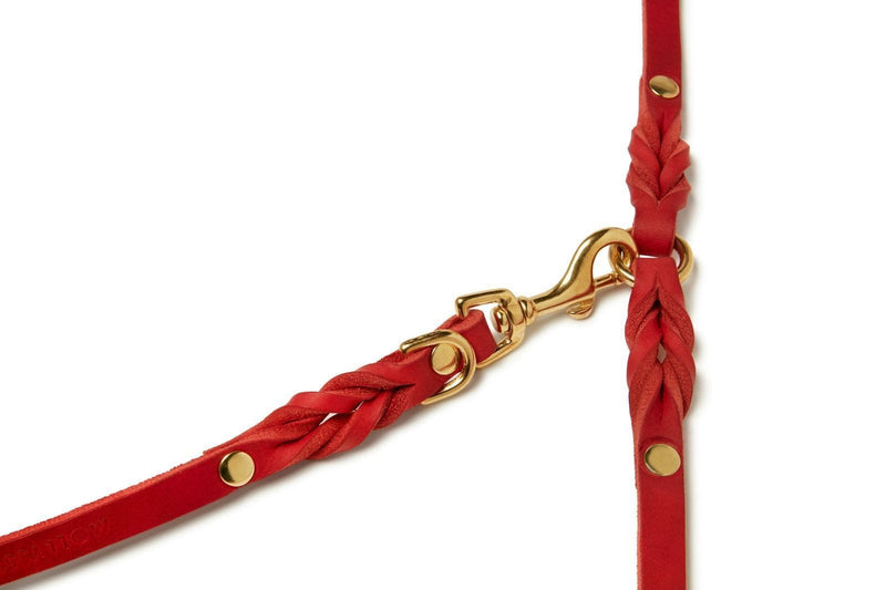 Load image into Gallery viewer, Butter Leather 3x Adjustable Dog Leash - Chili Red by Molly And Stitch US
