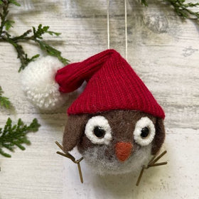 Wool Hoot Owl Christmas Ornament