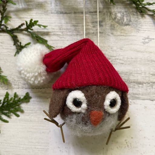 Wool Hoot Owl Christmas Ornament