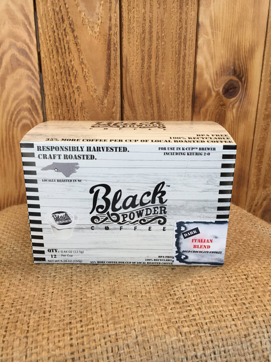 Italian Blend | Dark Roast | Single Serve Cups, Box of 12 by Black Powder Coffee