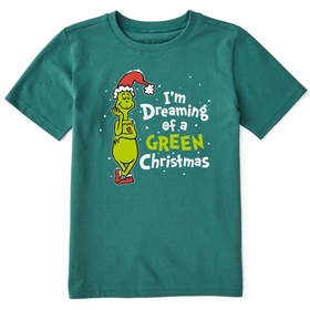 Life is good Kids Grinch Dreaming of a Green Christmas Crusher Tee