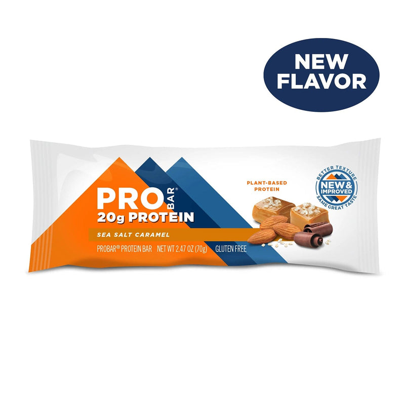 Load image into Gallery viewer, ProBar Peak Frosted Sea Salt Caramel Chewy Plant Based Protein Snack Bar
