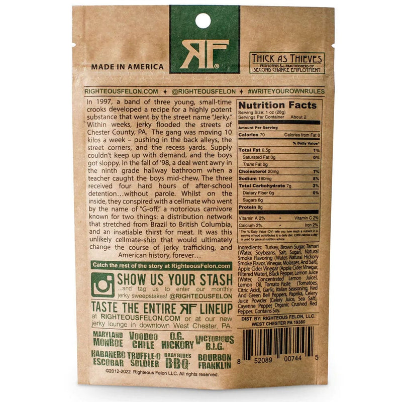 Load image into Gallery viewer, Righteous Felon Fowl Capone Turkey Jerky 2oz
