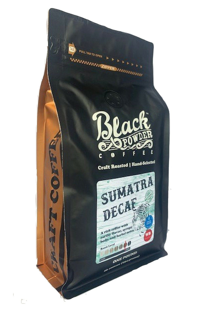 Load image into Gallery viewer, Sumatra Decaf | Naturally Grown | Swiss Water Process | Dark Roast by Black Powder Coffee
