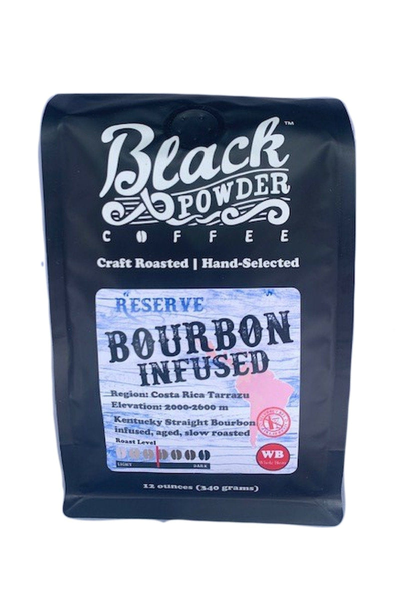 Load image into Gallery viewer, Bourbon Infused Coffee | Small Batch | Medium Roast by Black Powder Coffee

