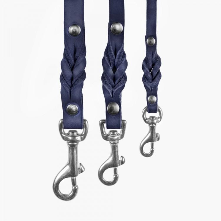 Load image into Gallery viewer, Butter Leather 2x Adjustable Dog Leash - Navy Blue by Molly And Stitch US
