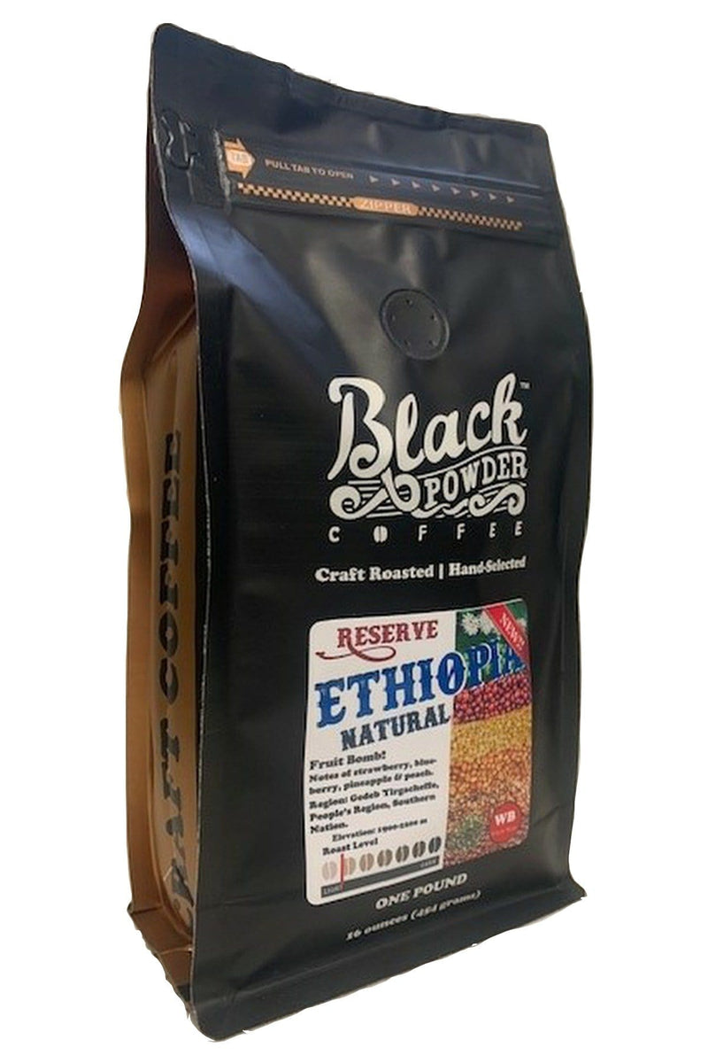 Load image into Gallery viewer, Ethiopian Gadeb Yirgacheffe Natural | Naturally Grown | Reserve | Light Roast (Roaster&#39;s Pick) by Black Powder Coffee
