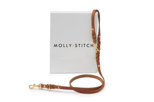 Butter Leather 2x Adjustable Dog Leash - Sahara Cognac by Molly And Stitch US