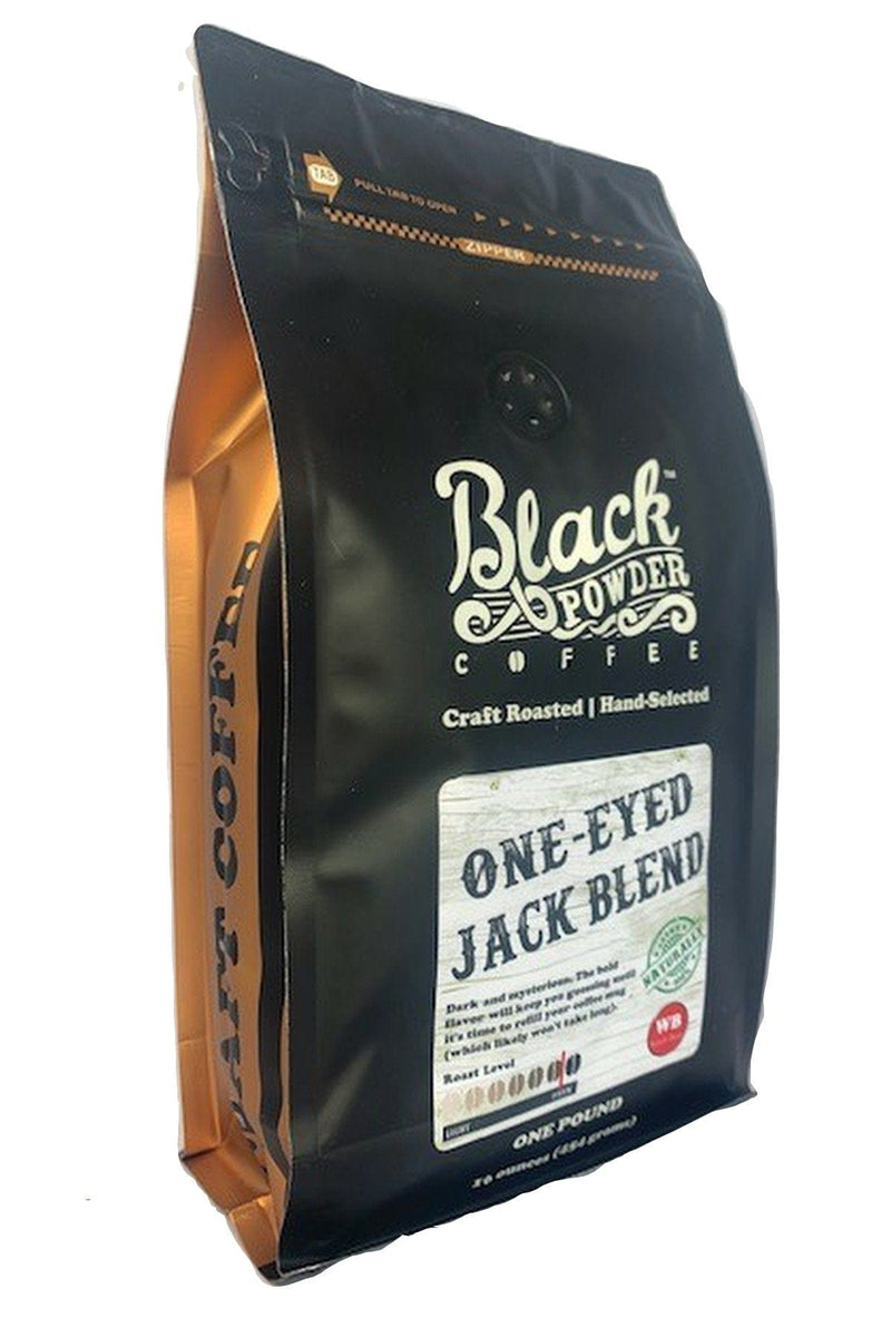 Load image into Gallery viewer, One-Eyed Jack Blend | Naturally Grown | Dark Roast Coffee by Black Powder Coffee
