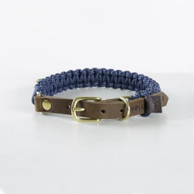 Touch of Leather Dog Collar - Navy by Molly And Stitch US