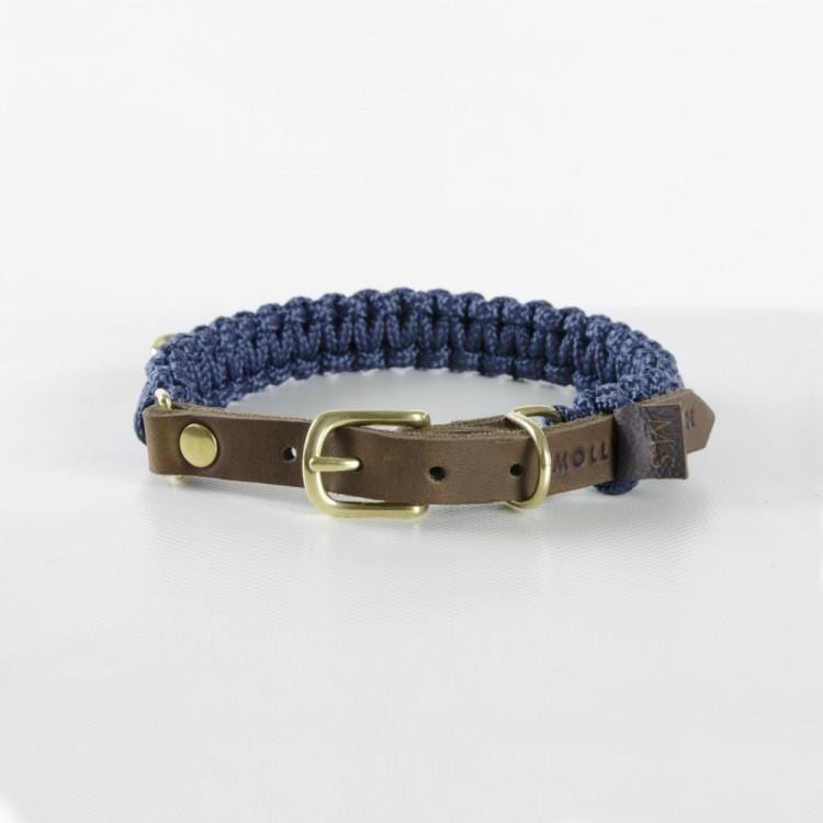 Load image into Gallery viewer, Touch of Leather Dog Collar - Navy by Molly And Stitch US
