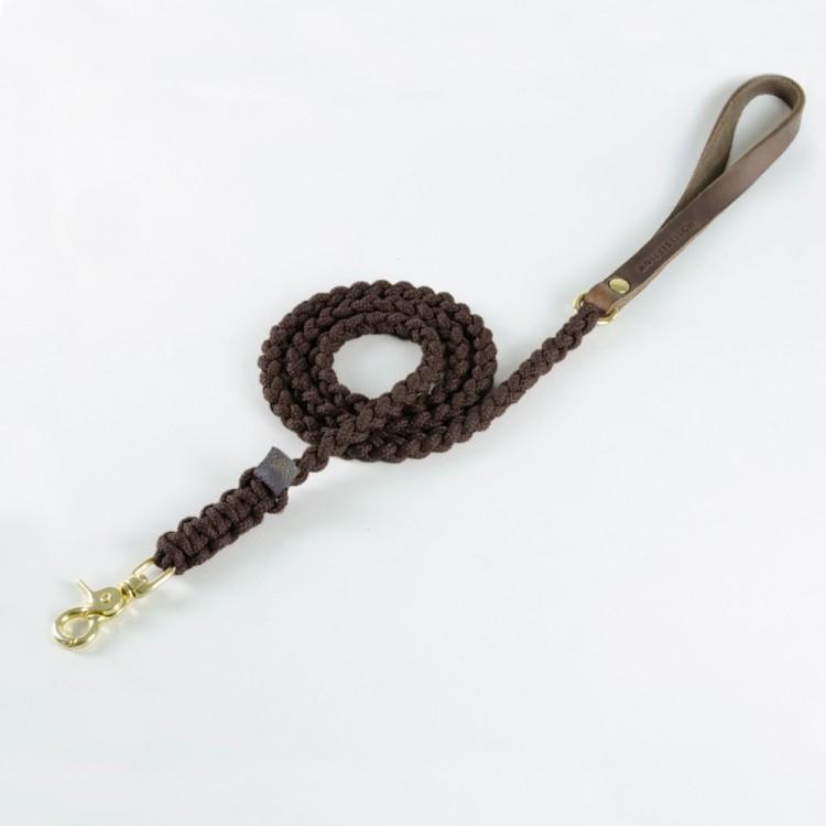 Load image into Gallery viewer, Touch of Leather Dog Leash - Chocolate by Molly And Stitch US
