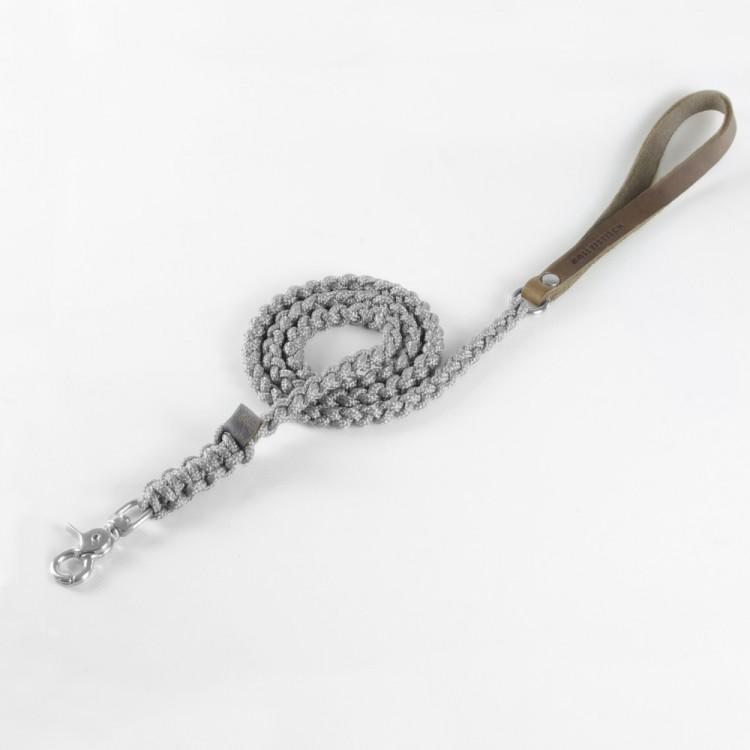Load image into Gallery viewer, Touch of Leather Dog Leash - Grey by Molly And Stitch US
